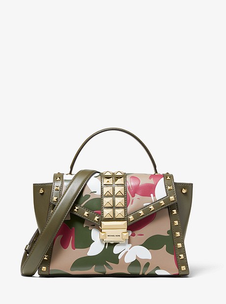 Whitney Medium Butterfly Camo Leather Satchel - OLIVE COMBO - 30S9GWHS2Y