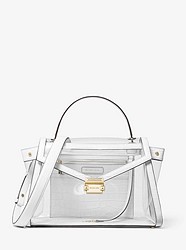 Whitney Large Clear and Leather Satchel - OPTIC WHITE - 30S9GWHS3P