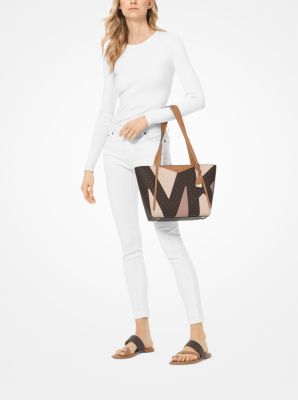 Whitney Small Leather and Logo Cutout Tote Bag Michael Kors Canada