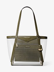 Whitney Large Clear and Leather Tote Bag - OLIVE - 30S9GWHT3P
