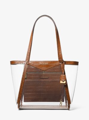 Grand sac fourre-tout Whitney transparent et en cuir