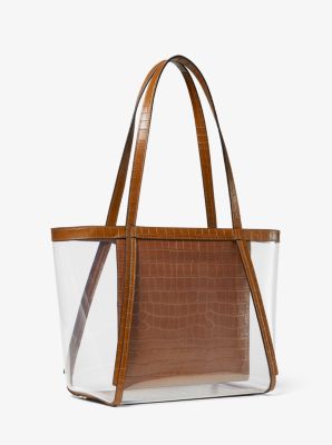 Grand sac fourre-tout Whitney transparent et en cuir