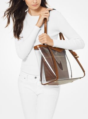 Grand sac fourre-tout Whitney transparent et en cuir