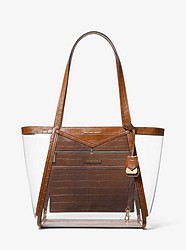 Whitney Large Clear and Leather Tote Bag - CHESTNUT MEL - 30S9GWHT3P