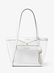 Whitney Large Clear and Leather Tote Bag - OPTIC WHITE - 30S9GWHT3P