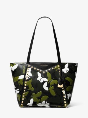 Whitney Large Butterfly Camo Leather Tote Bag Michael Kors