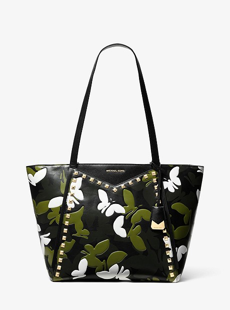 Whitney Large Butterfly Camo Leather Tote Bag - BLACK COMBO - 30S9GWHT3Y