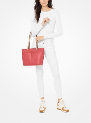 Coral, White and Silver Luxe Tote