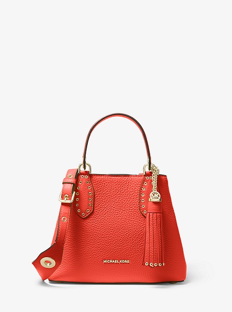 Brooklyn Small Pebbled Leather Satchel - CORAL - 30S9LBNT1L