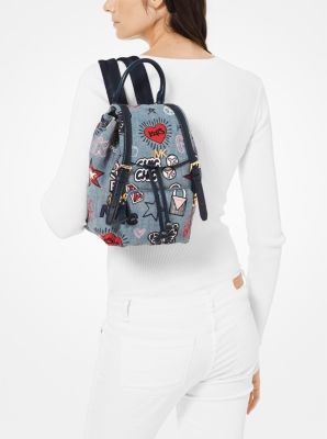 Michael michael kors beacon small embroidered denim backpack new arrivals