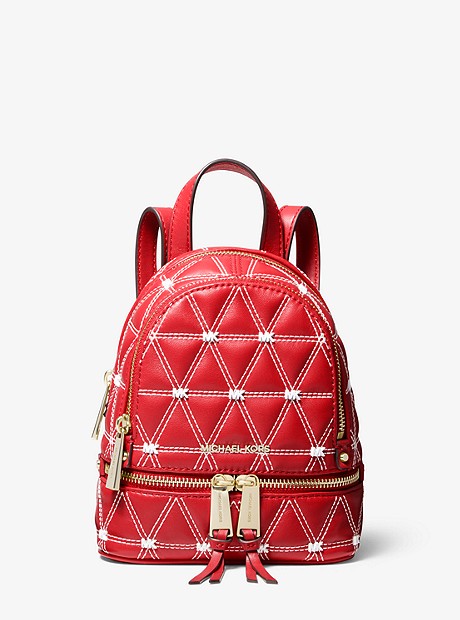 Rhea Mini Quilted Leather Backpack - BRIGHT RED - 30S9LEZB1T