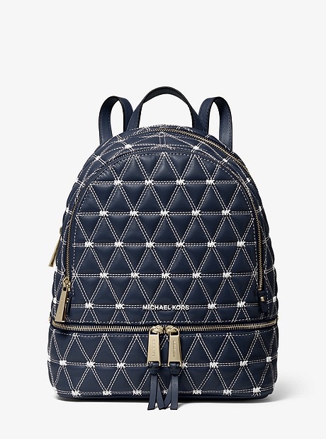 Rhea Medium Quilted Leather Backpack - ADMIRAL - 30S9LEZB6T