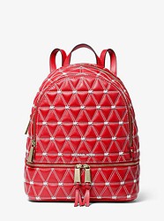 Rhea Medium Quilted Leather Backpack - BRIGHT RED - 30S9LEZB6T