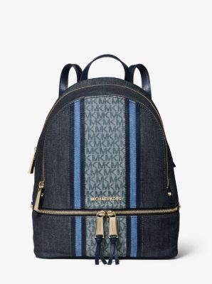 Rhea Medium Denim Logo Backpack Michael Kors