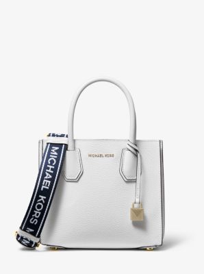 Michael, Bags, Michael Michael Kors Mercer Medium Leather Logo Tape Accordion  Crossbody Bag