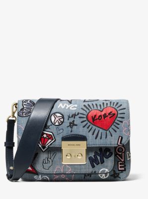 Sloan Editor Embroidered Denim Shoulder Bag | Michael Kors