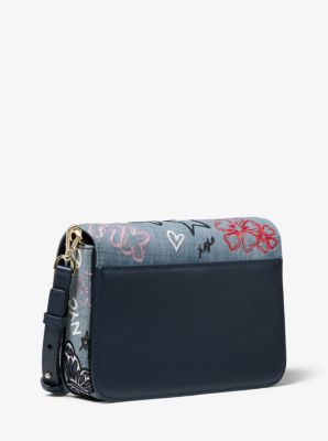 Michael kors sloan editor 2025 embroidered denim shoulder bag