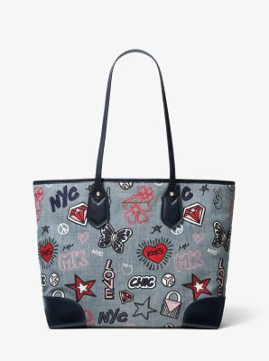 Eva Large Embroidered Denim Tote Bag | Michael Kors