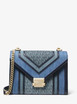 Whitney Large Denim Logo Convertible Shoulder Bag Michael Kors