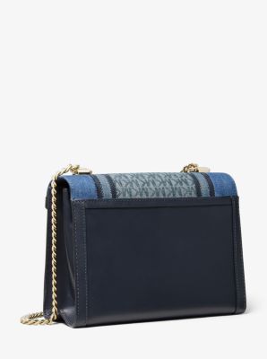 Whitney large denim logo convertible shoulder bag sale