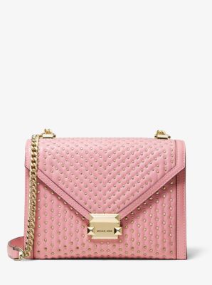 Michael Kors Whitney Large Studded Tri-color Saffiano Leather Convertible  Shoulder Bag In Pink