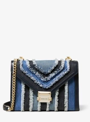 Whitney large denim 2025 logo convertible shoulder bag