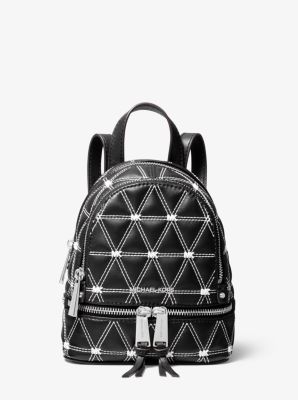 Michael Kors Black Leather Mini Rhea Backpack Michael Kors