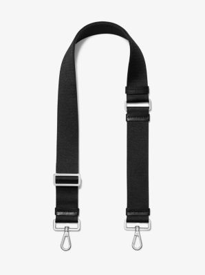  Mai Woven Bag Strap - Black & White with Black Leather