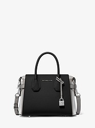 Mercer Small Tri-Tone Pebbled Leather Belted Satchel - PGRY/OPT/BLK - 30S9SM9S1T