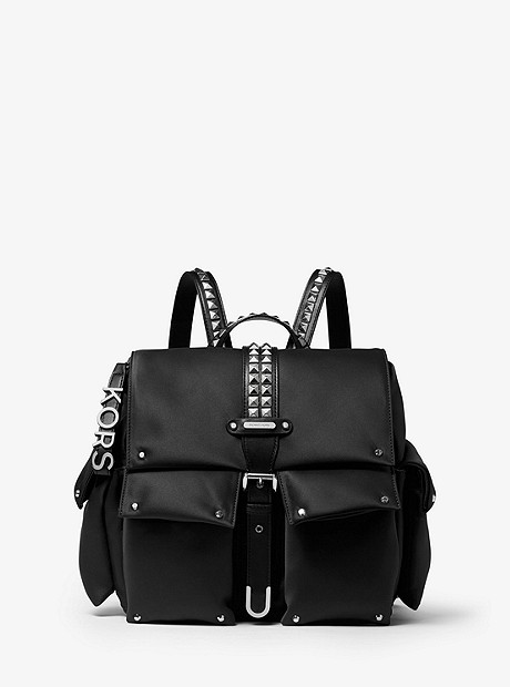 Olivia Medium Studded Satin Backpack - BLACK - 30S9SOVB2C