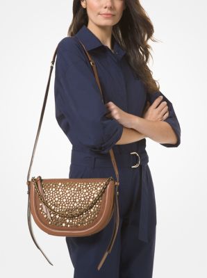 Jagger Small Studded Pebbled Leather Messenger Bag