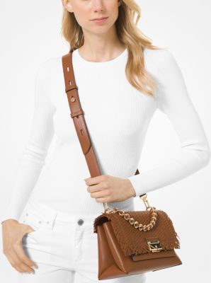 Cece Medium Woven Leather Shoulder Bag 