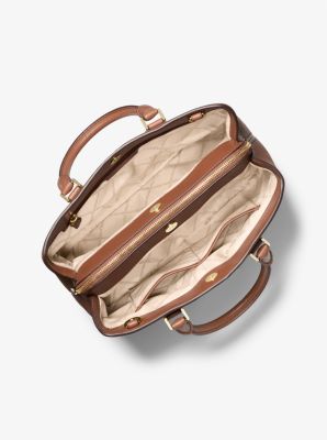 Camille Large Pebbled Leather Satchel in LUGGAGE | Michael Kors