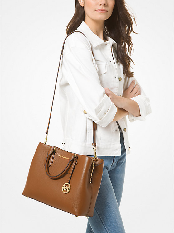 Camille Large Pebbled Leather Satchel image number 2