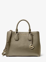 Camille Large Pebbled Leather Satchel - ARMY - 30T0GCAS7L