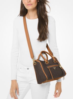 Michael Kors Bag Handbag Women's Bag Carine LG Zip Satchel Tea Rose  Multi