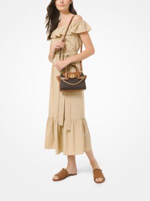 Carmen Large Logo and Leather Belted Satchel