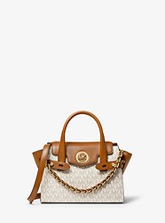 Carmen Extra-Small Logo and Leather Belted Satchel - VANILLA/ACORN - 30T0GNMM0B