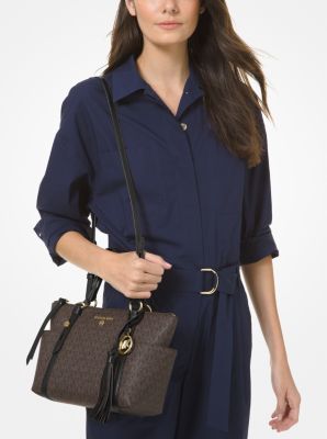 Sullivan Small Logo Top-Zip Tote Bag in BROWN/BLK | Michael Kors