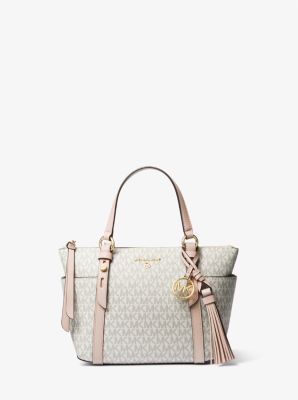 Sullivan Small Logo Top-Zip Tote Bag in VANILLA/SOFT PINK | Michael Kors