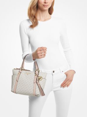 Sullivan Small Logo Top-Zip Tote Bag in VANILLA/SOFT PINK | Michael Kors