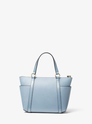Sullivan Small Saffiano Leather Top-Zip Tote Bag in PALE BLUE | Michael Kors
