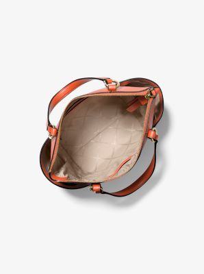 Draagtas Sullivan van saffianoleer met rits aan de bovenkant, klein in OPTISCH ORANJE | Michael Kors