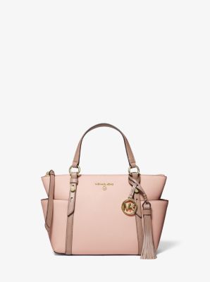 Sullivan Small Two-Tone Saffiano Leather Top-Zip Tote Bag