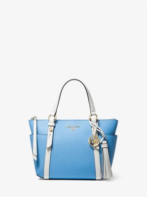 Sullivan Small Two-Tone Saffiano Leather Top-Zip Tote Bag