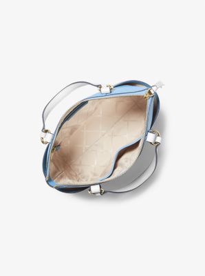 Sullivan Small Two-Tone Saffiano Leather Top-Zip Tote Bag