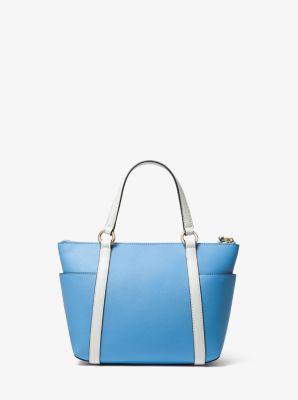 Sullivan Small Two-Tone Saffiano Leather Top-Zip Tote Bag