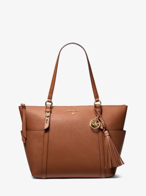 Sullivan Large Saffiano Leather Top-Zip Tote Bag