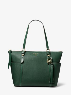 Sullivan Large Saffiano Leather Top-Zip Tote Bag