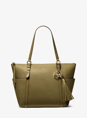 Michael Kors Sullivan Large Saffiano Leather Top-zip Tote Bag In Green